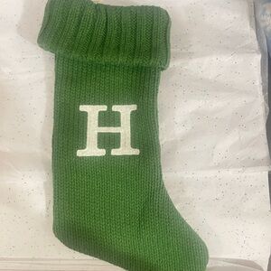 Green Knit Holiday Stocking with Monogram